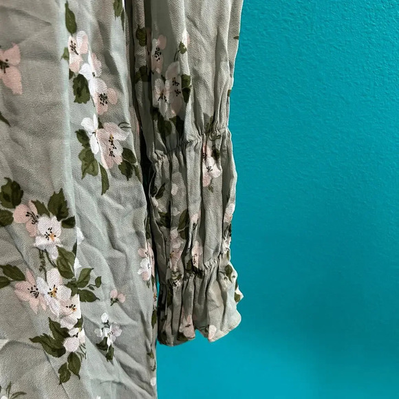 Reformation Adrienne Giana Dress Green Floral Mini Ruffle Relaxed Fit Size M - Picture 5 of 8